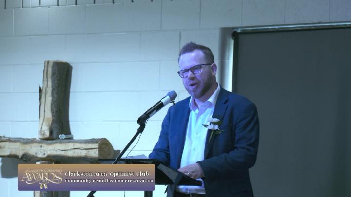 Robert Balding speaks at the podium after accepting an award at the Clarkston Community Awards